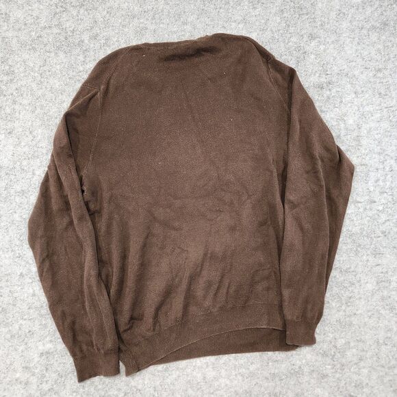 Polo Ralph Lauren PRL Mens M Medium 100% Pima Cotton Knit V Neck Sweater Brown - Picture 11 of 12